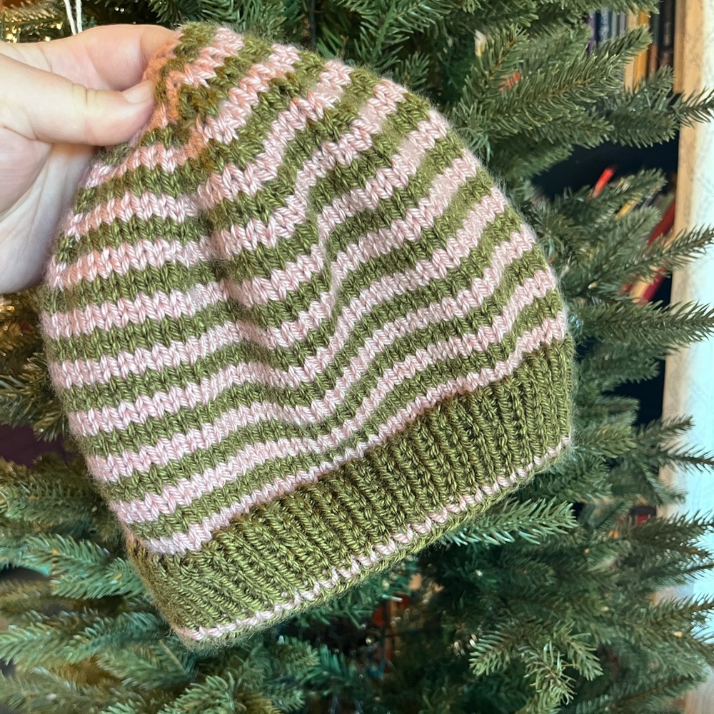 Hand Knit Striped Beanie